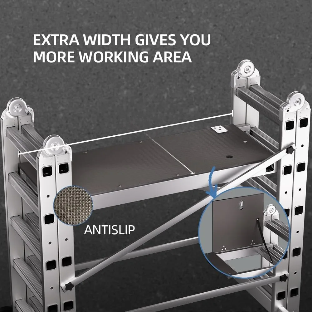 Scaffolding, Foldable Scaffolding Ladder, Multipurpose Rolling Scaffolding Work Platform, Scaffold Tower,Ladder Stool Work Bench