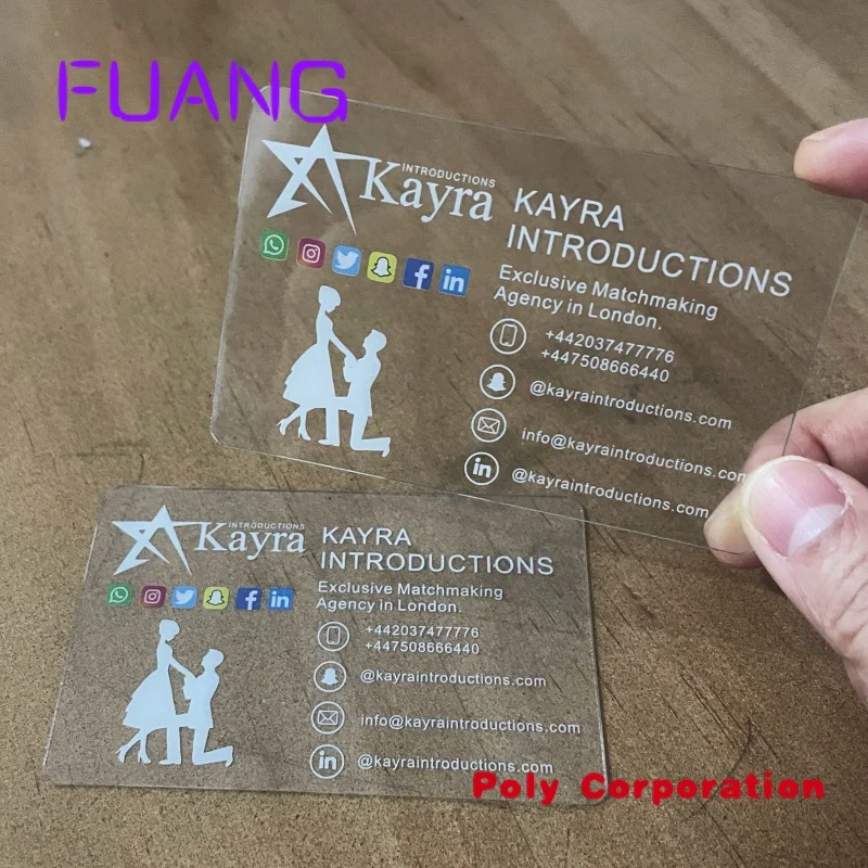 Full Color Printing Custom Clear PVC Plastic Transparent Photo Business Cards