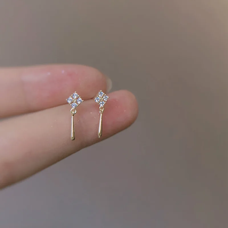 Sweet Golden Zircon Pendant Tassel Earrings for Women Romantic Wedding Party Jewelry Valentine\'s Day Gift