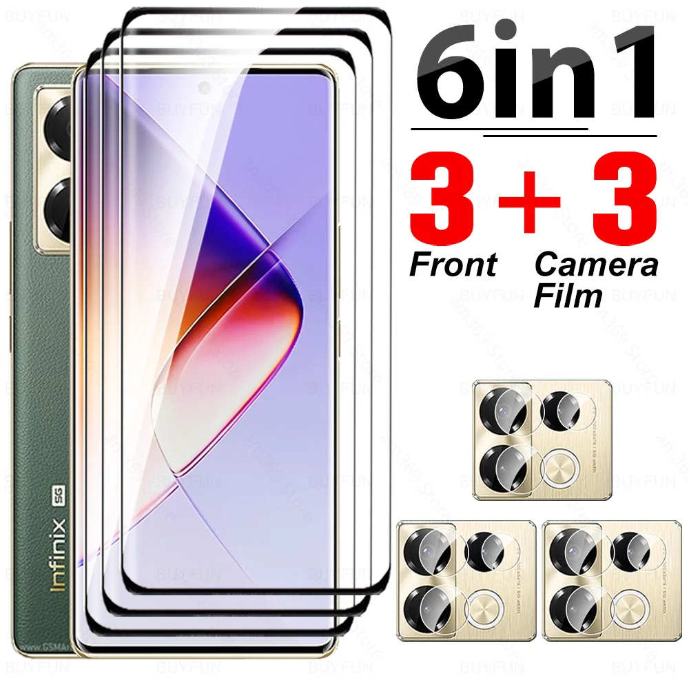 6To1 Curved Glass For Infinix Note 40 Pro 5G Tempered Glass On Note40 Pro+ 40Pro Plus Note40Pro 4G Camera Lens Screen Protector