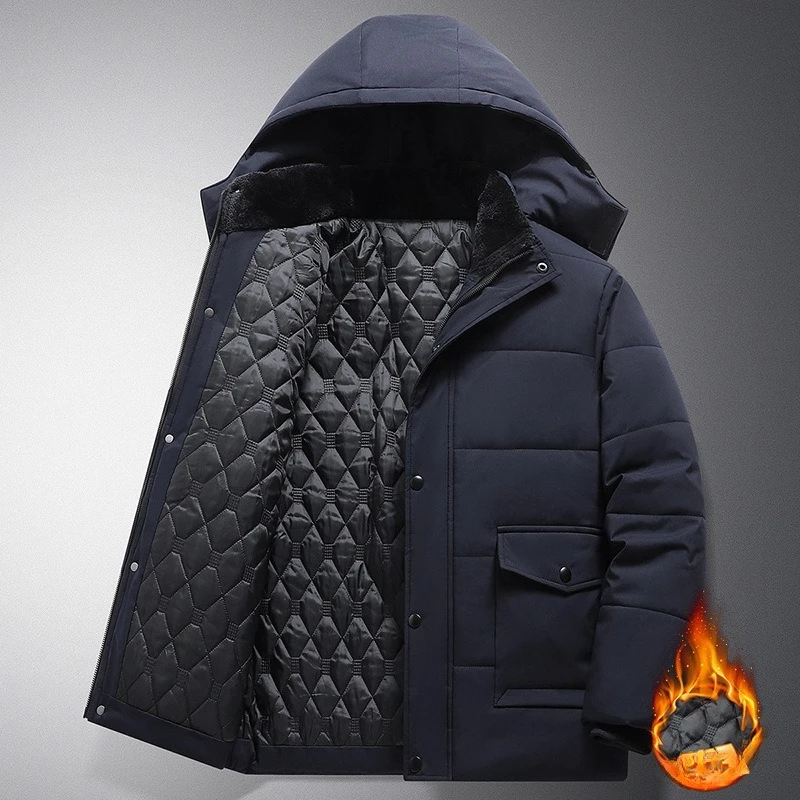 Giacca invernale da uomo di grandi dimensioni 8XL con cappuccio foderato in pile cappotto caldo maschile imbottito in cotone più grande giacca a vento spessa casual peluche freddo