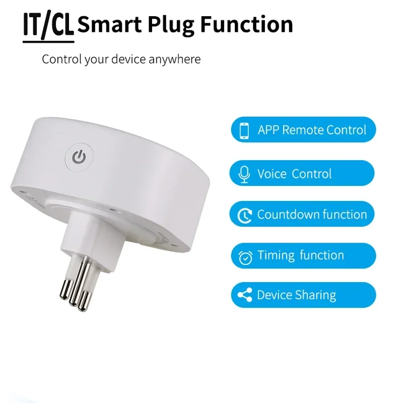 Wifi Smart Plug 16A Italy Chile Socket Power With Timer USB Charger Tuya SmartLife APP Voice Control Works For Google Home Alexa