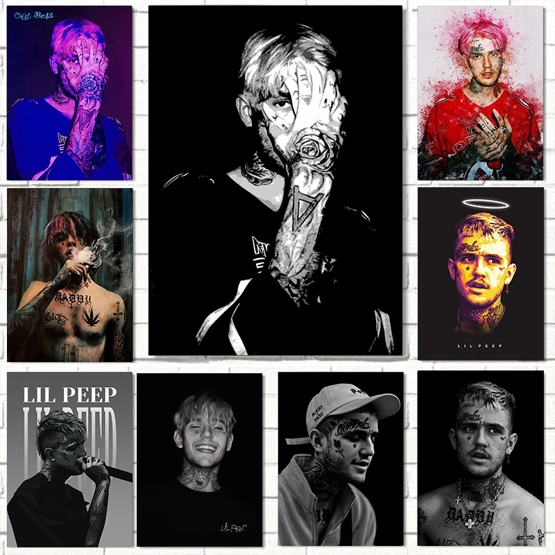 Modern R I P Rapper Music Star Lil Peep Portrait Poster Canvas Paintings Wall Art Picture for Living Room Home Decoration Cuadro