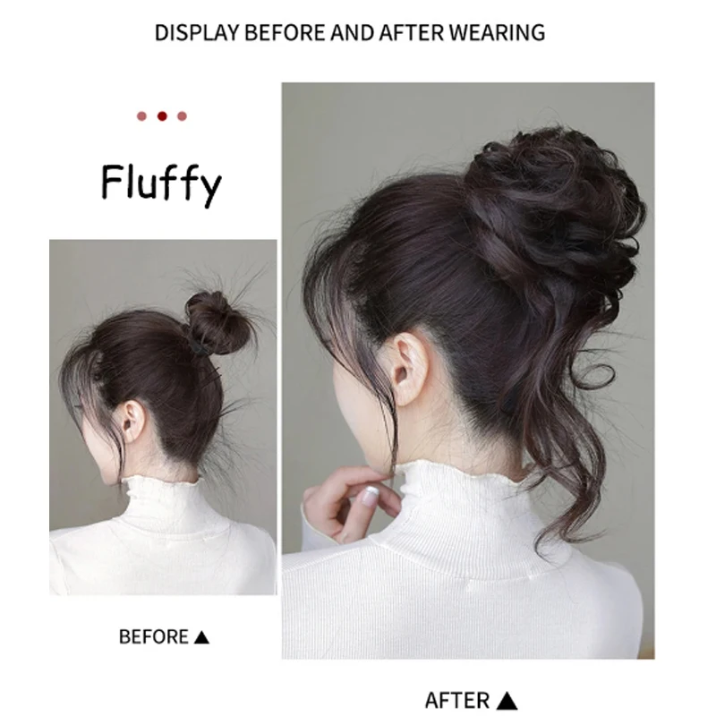 Synthetic Hair Bun Chignon Messy Curly Elastic Hair Band Scrunchy False Hairpieces Black Brown Wigs For Women