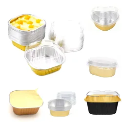 Disposable Baking Cups with Lids Foil Dessert Containers for Cupcakes Puddings Muffins Party Events Baking Perfect for Catering
