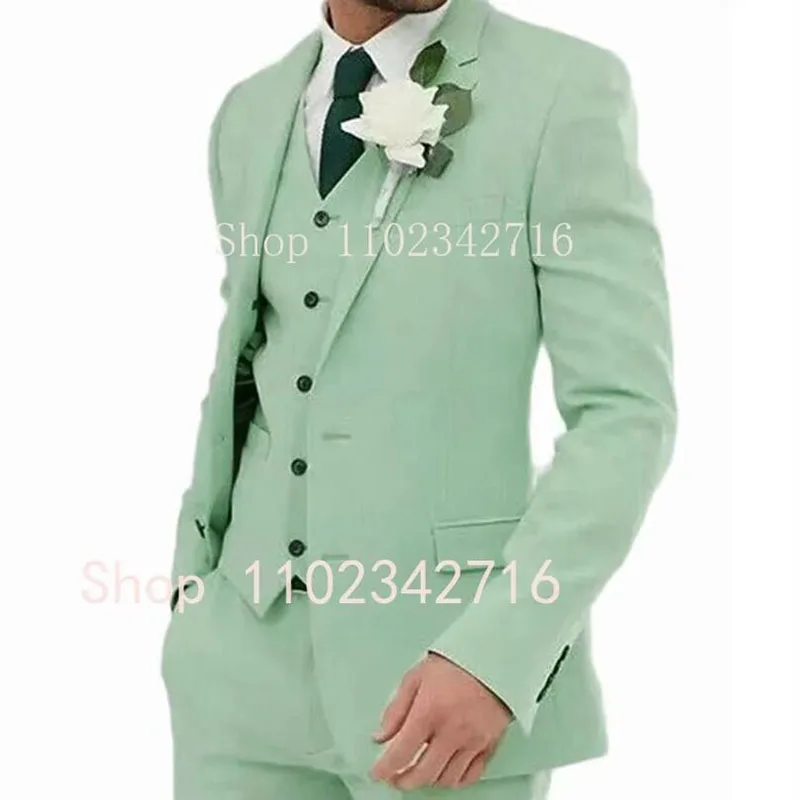 Costume Homme 3 Piece Wedding Suits for Men Two Buttons Casual Slim Prom Dinner Groom Tuxedo Terno Masculino Completo Blazer