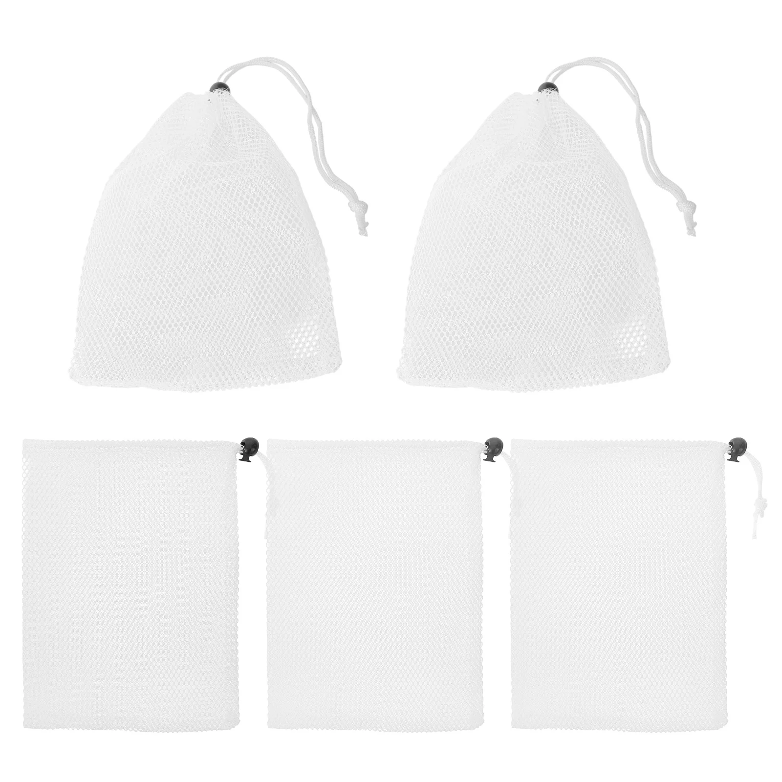 

5Pcs Drawstring Storage Bags Polyester Mesh Pouch for Travel Clothes Organization Bathroom Dorm Room Home Use Bulk Small Pouches