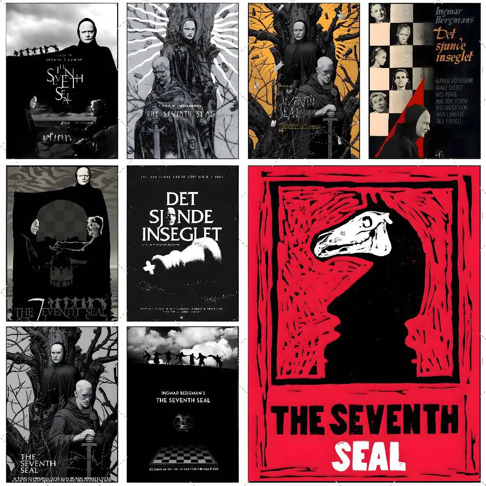 فيلم العمل الكلاسيكي T-الختم السابع ملصق فني عالي الوضوح ذاتي اللصق مقاوم للماء ديكور المنزل