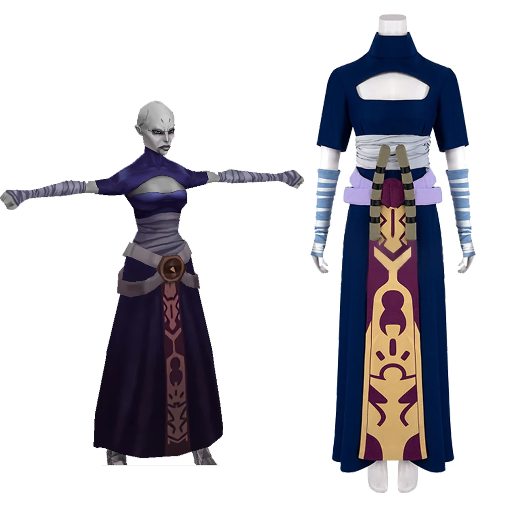 

Movie Cosplay Asajj Ventress Cosplay Costume Blue Dress Women Girl Asajj Halloween Costume Outfits