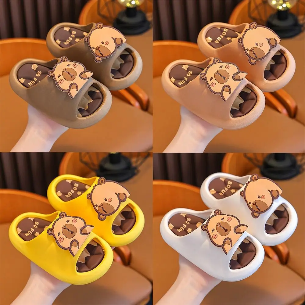 

Детские тапочки с рисунком капибары, удобная домашняя обувь для дома и улицы, нескользящие детские тапочки для мальчиков и девочек