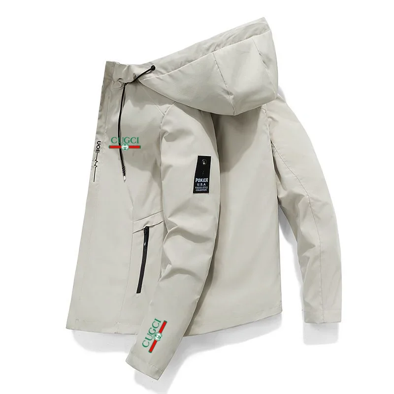 Мужская ветрозащитная куртка на молнии, Повседневная бейсбольная куртка с капюшоном, уличная спортивная куртка, Новинка для весны и осени 2024