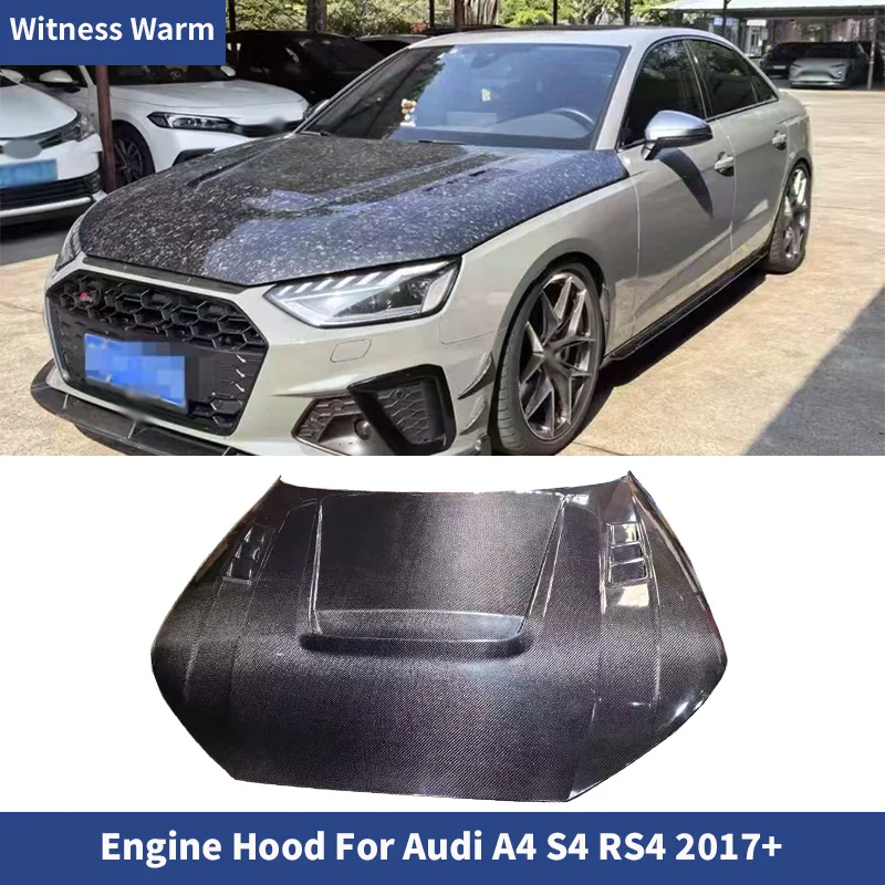 

Forged Carbon Fiber Engine Hood for Audi A4 Engine Bonnet for A4 B9 Carbon Fiber engine Covers for S4 RS4 B9 B9.5 2016-2023