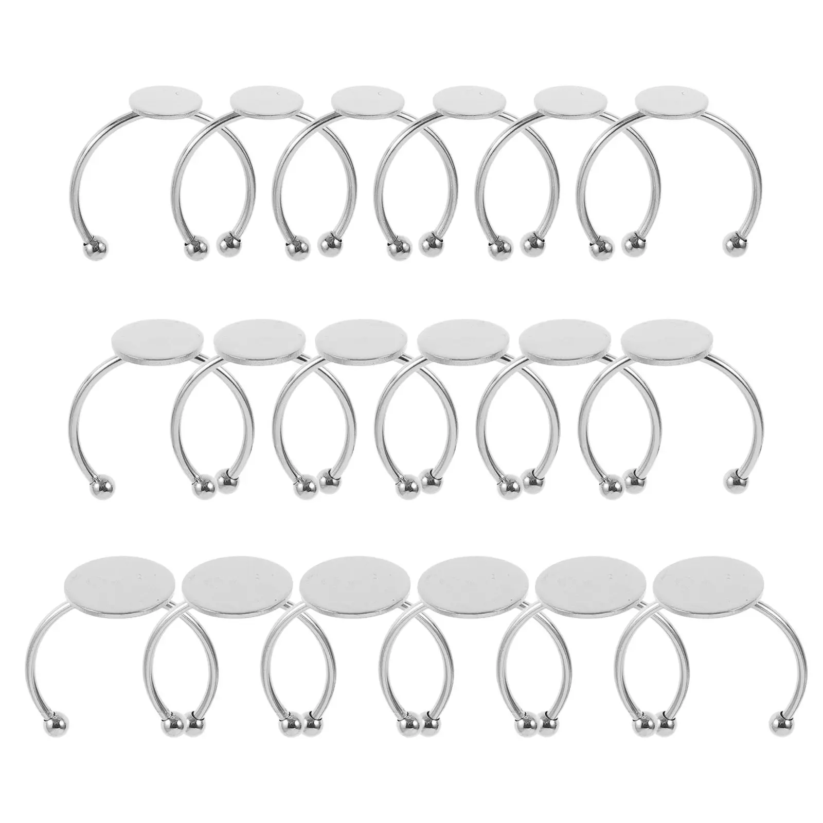 

30Pcs Adjustable Stainless Steel Ring Bases Blank Ring Settings Flat Bezel Trays for Jewelry Making DIY Crafts Findings