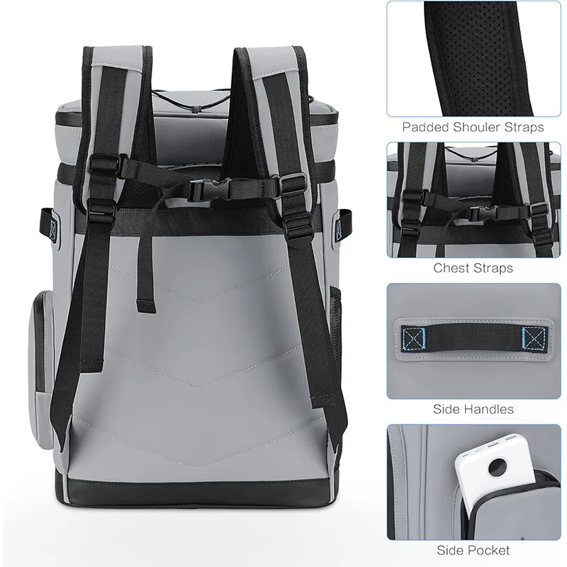 30L Insulated Cooler Backpack Waterproof Thermal Backpack Large Capacity Outdoor Camping Fishing Picnic Lunch Backpack Keep Food