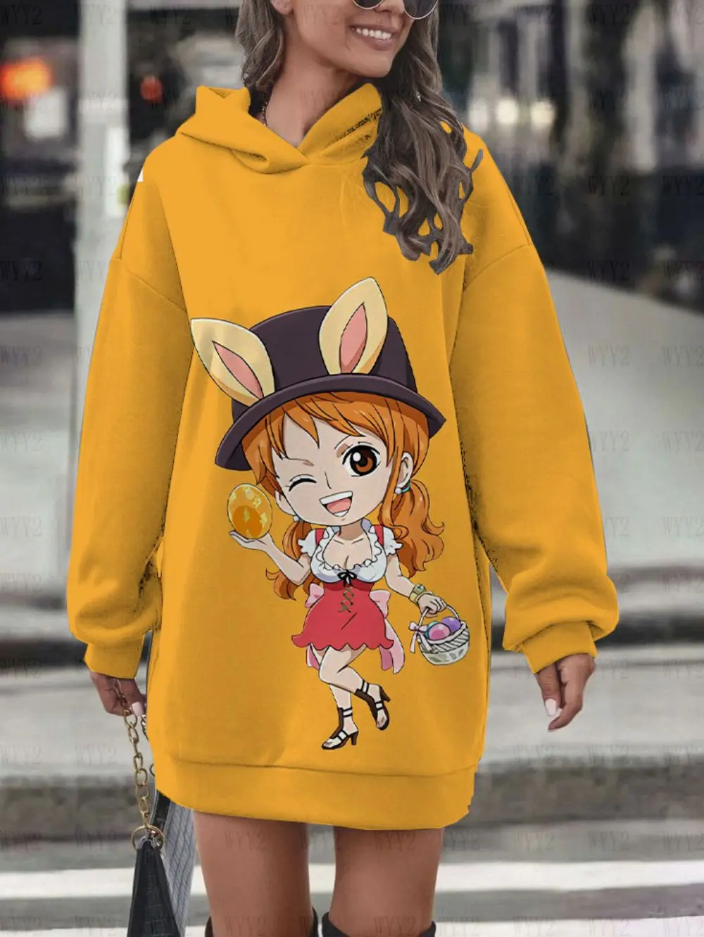 Women's Essential Hoodie Anime One Piece Nami Print Promotional Girls Hoodie Long Sleeve Women's Autumn and Winter Sweatshirt