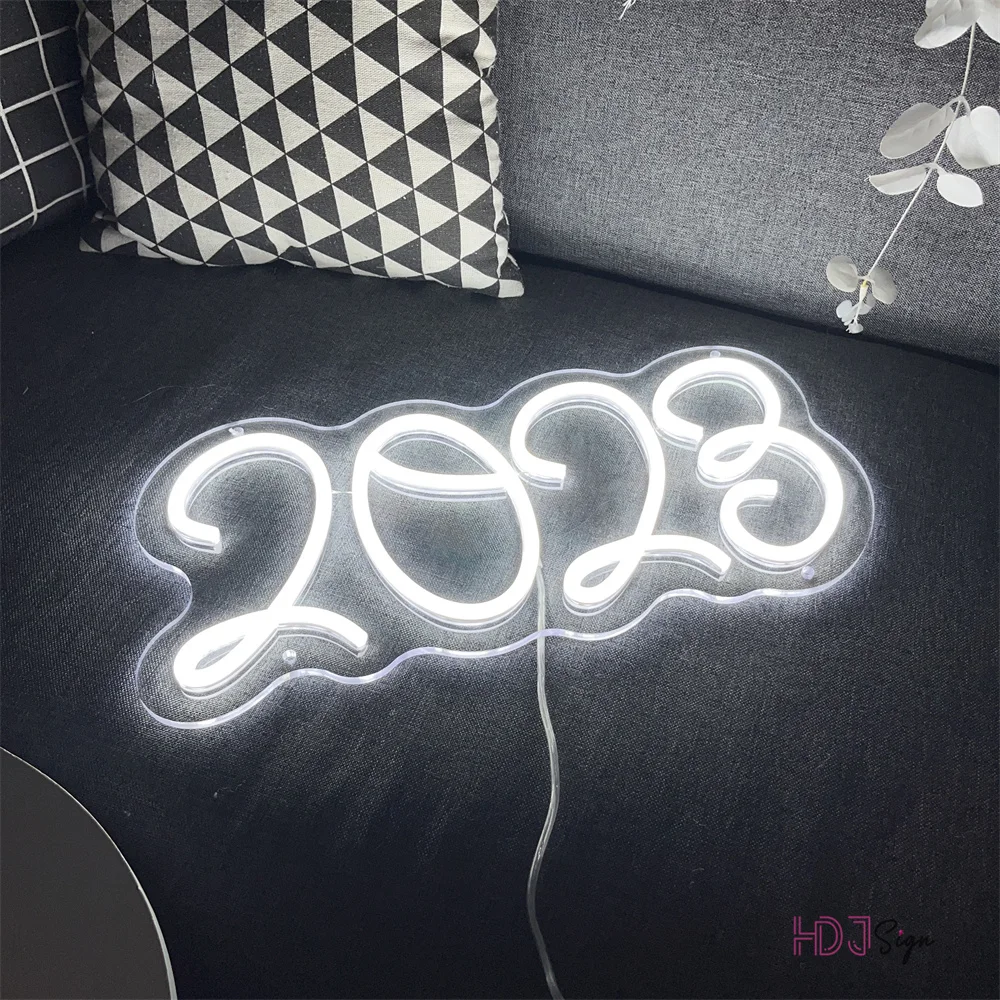 Led Neon Sign Wall Art Hanging Room Decor 2023 Number Neon Lights Sign Fun Home Store Game Room Wall Decoration Gift