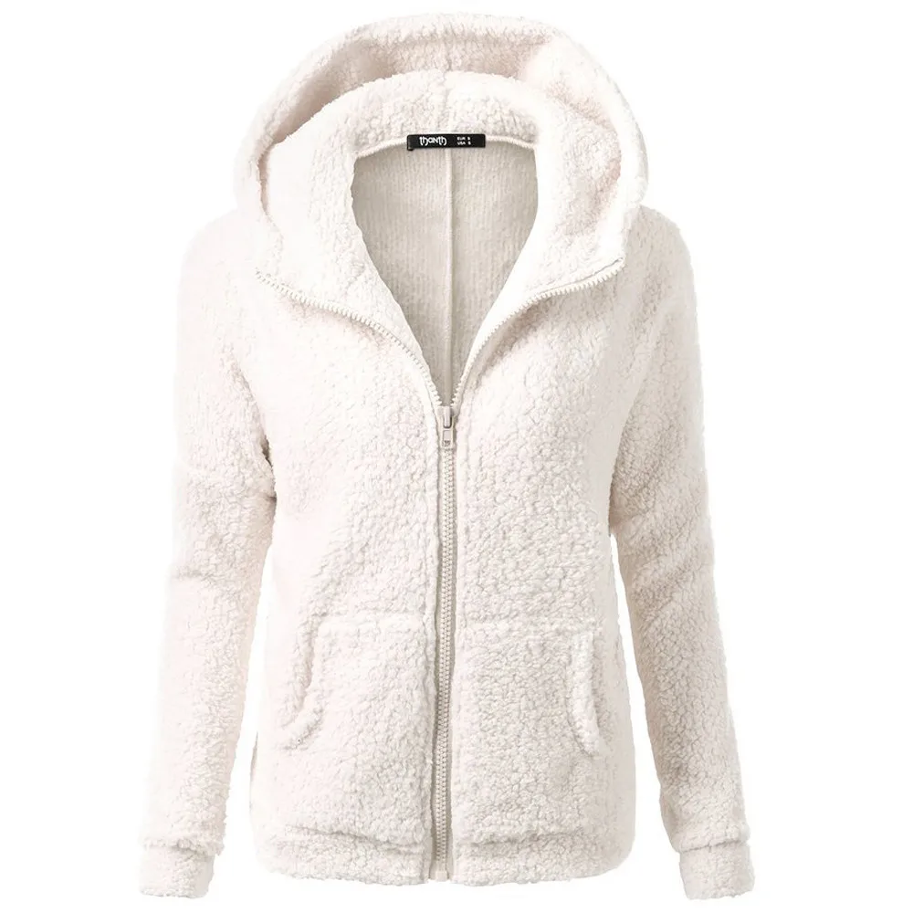 Dames Casual Capuchon Fleece Sweatshirt Dames Herfst En Winter Warm Verdikte Koud Met Zakken Lange Mouw Vest Jas