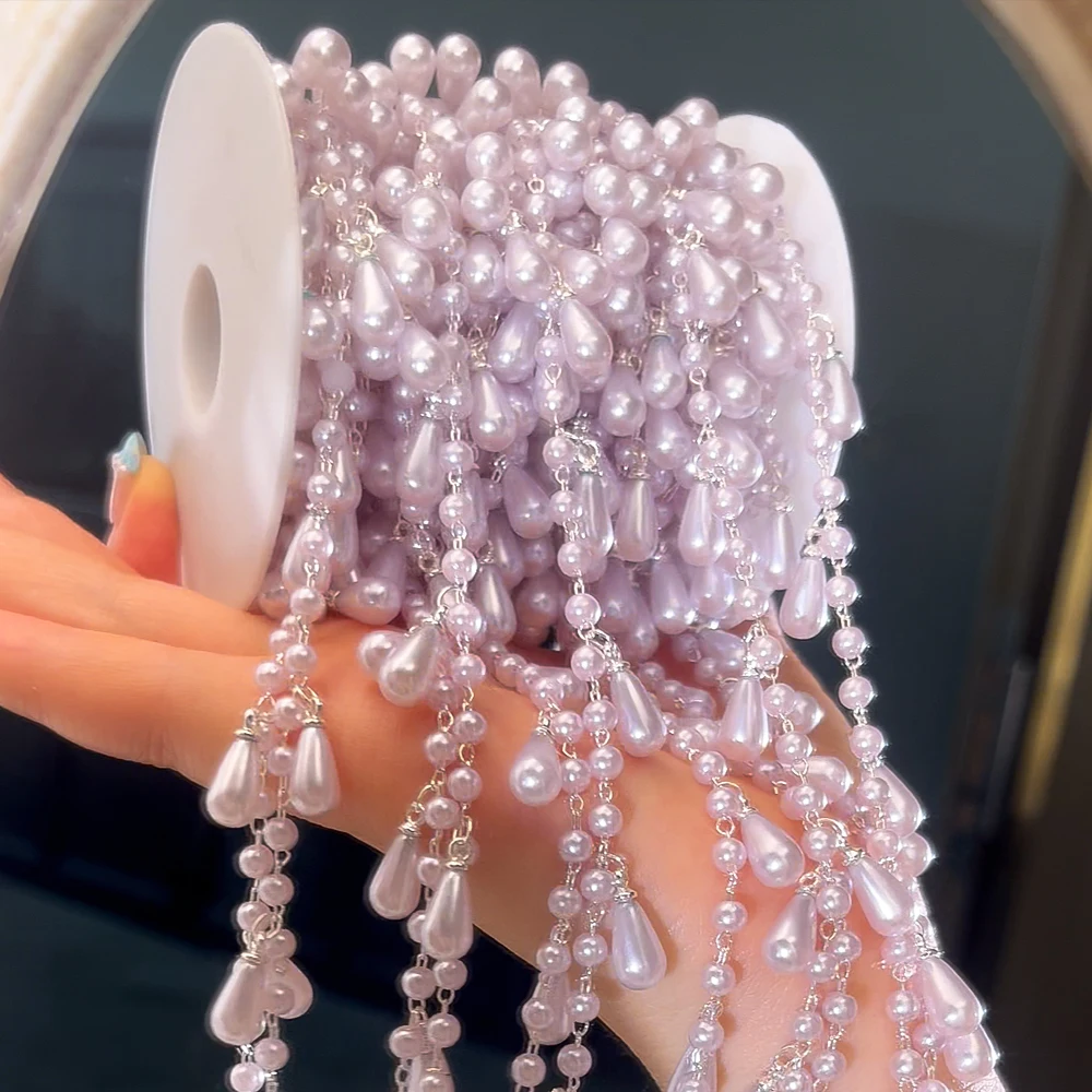 

High-Gloss Imitation Pearl Tassel Chain for DIY Bracelet Jewelry Making Accessories Body Chain Decorative Chain