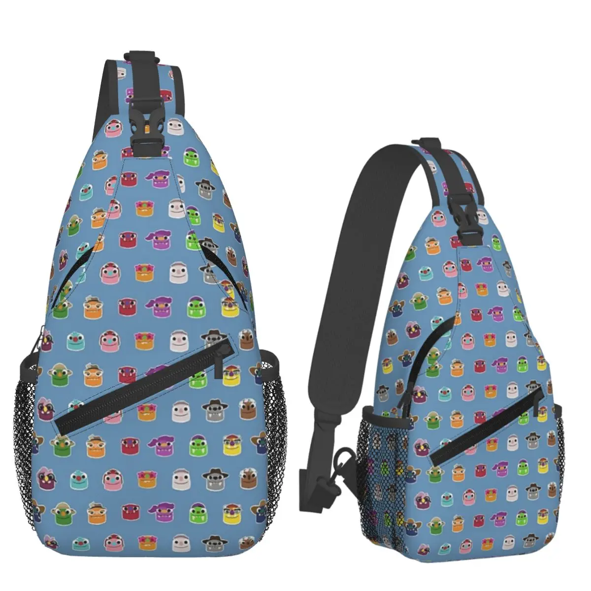 Bugsnax - All Grumpuses Chest Bag Men Sling Crossbody Backpack Chest Bag Travel Hiking Daypack Shoulder Bag
