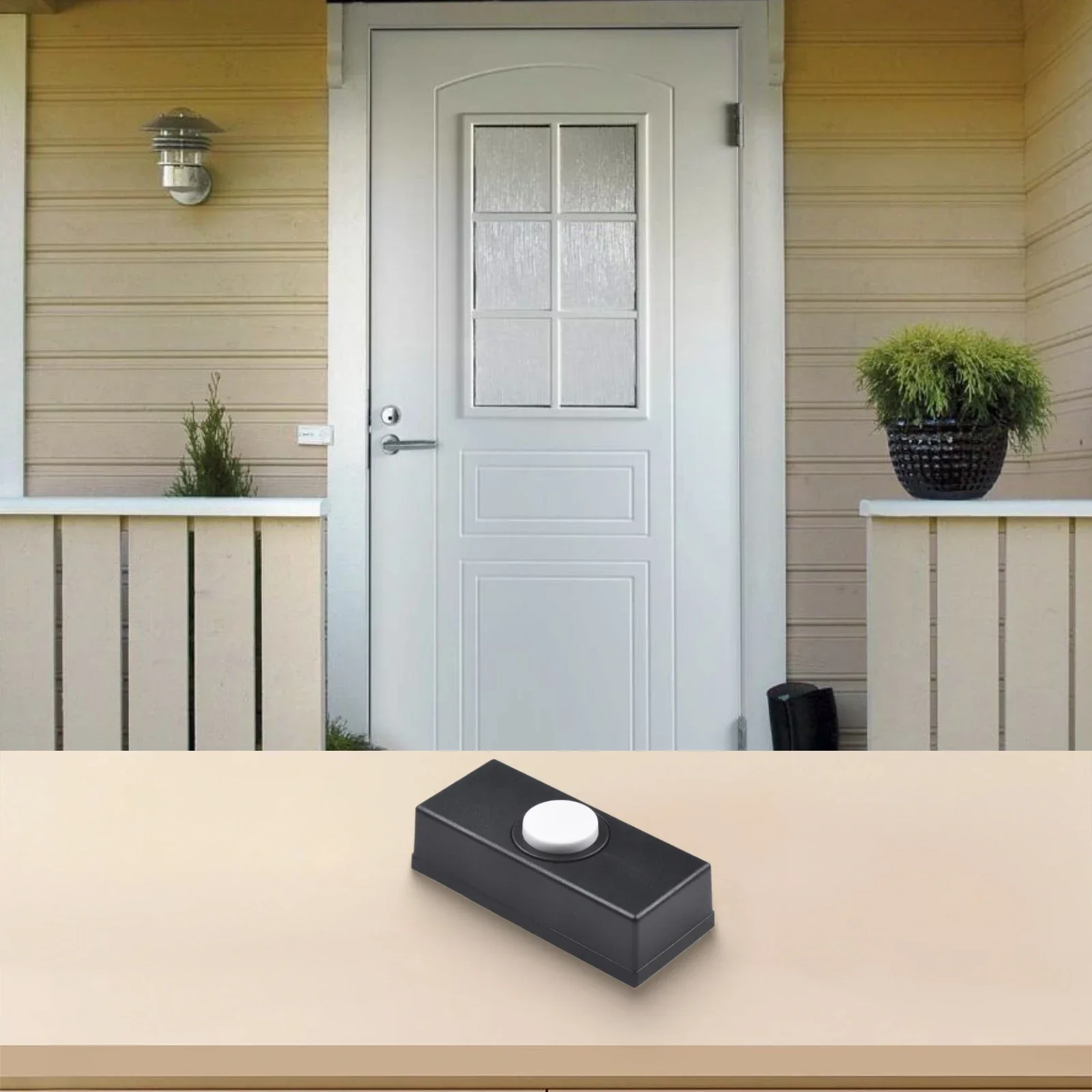 Doorbell Push Button ABS Wired Connection Convenient Plastic Hard Wiring Black Door Bell Chime Bell Push Press Button Accessory