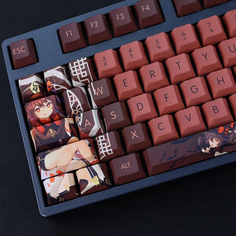 1 Set PBT Dye Subbed Keycaps Two Dimensional Cartoon Anime Gaming Key Caps Cherry Profile Keycap For Genshin Impact Hu Tao