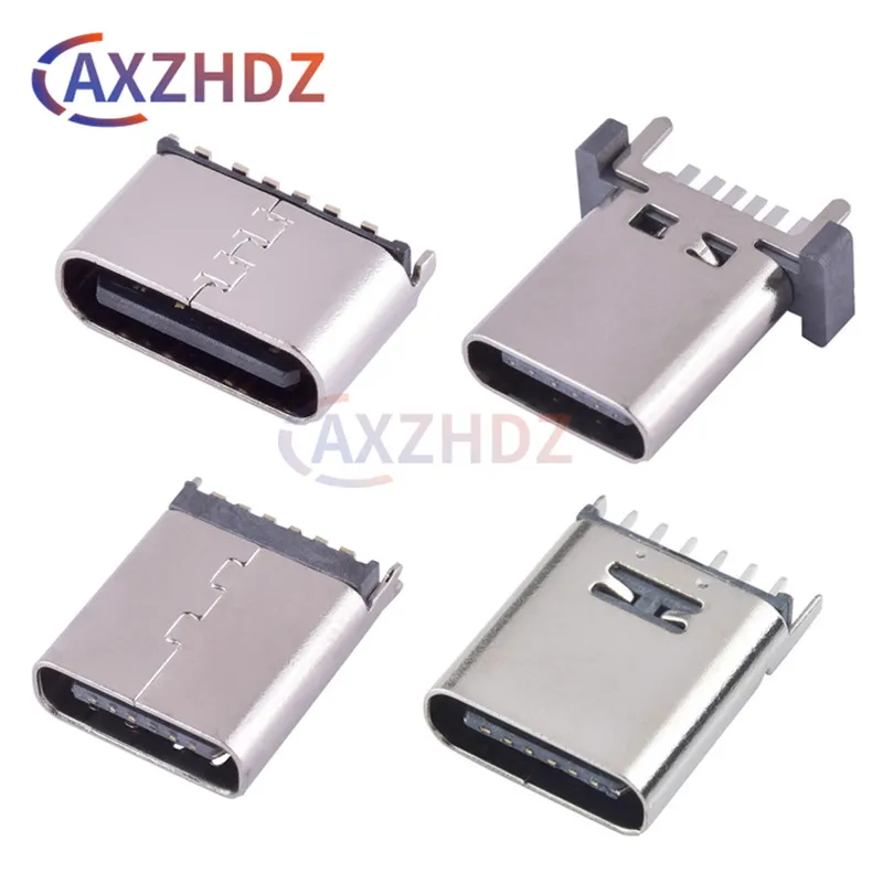 20PCS Type C USB Connector Female Vertical Charging Port Jack 6Pin 3.1 Type-C Socket PCB Soldering SMD SMT DIP Repair Adapter