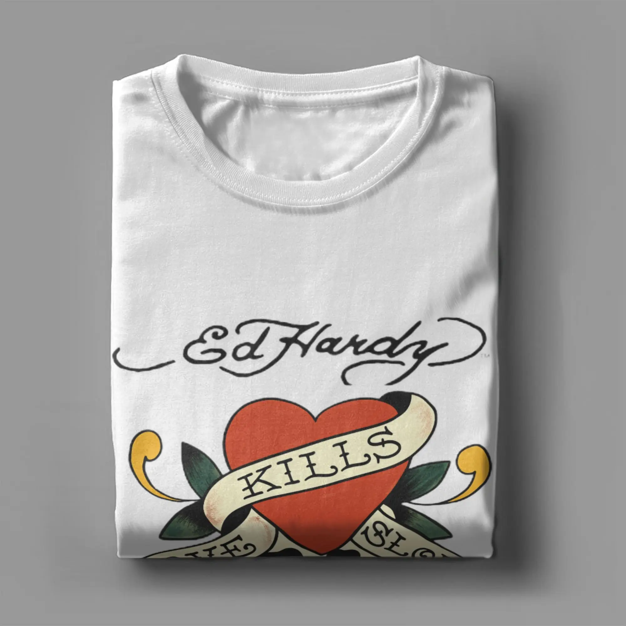 E-Eds Hardys Love Kills Slowly T-Shirt Men  Novelty Cotton Tees Crew Neck Short Sleeve T Shirt Gift Idea Clothes view 4