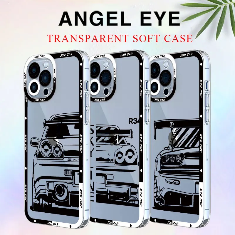 JDM Dream Car Phone Case for Apple iPhone 11 13 Mini XS Max XR SE 14 12 Pro 7 8 15 Pro Max 15 Transparent Soft Cover