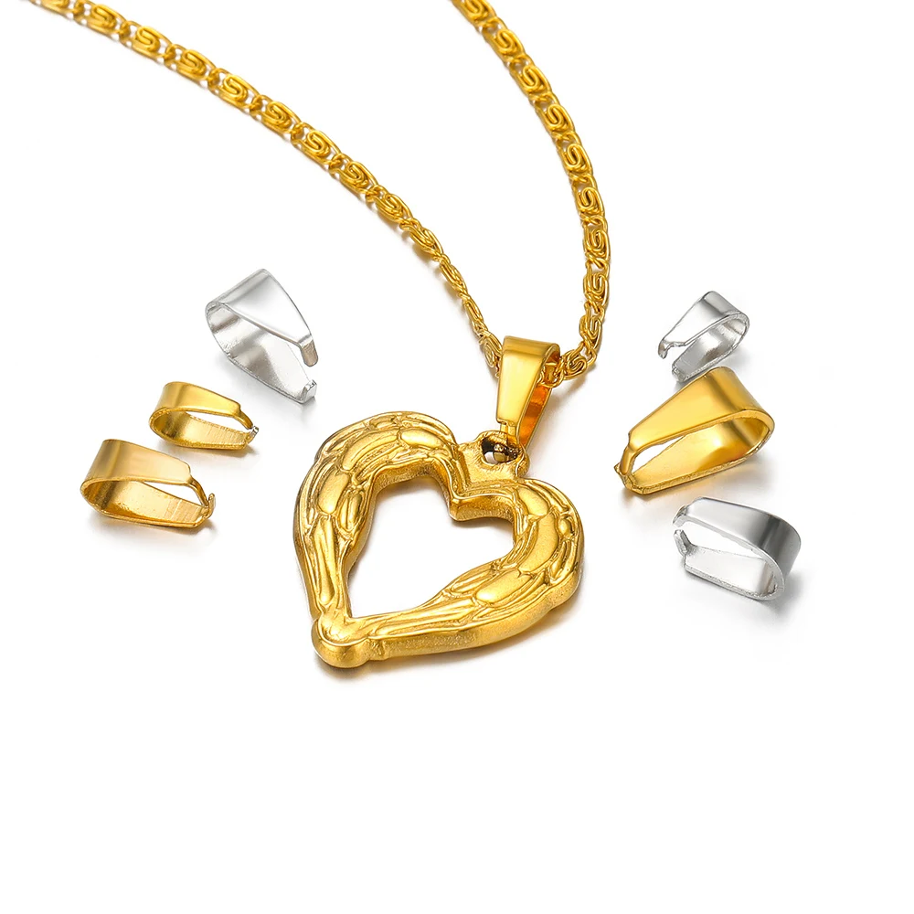 

50pcs 18K Gold Stainless Steel Clip Clasps Pendant Hooks Pinch Bail Buckle Connectors for DIY Jewelry Findings Necklace Supplies