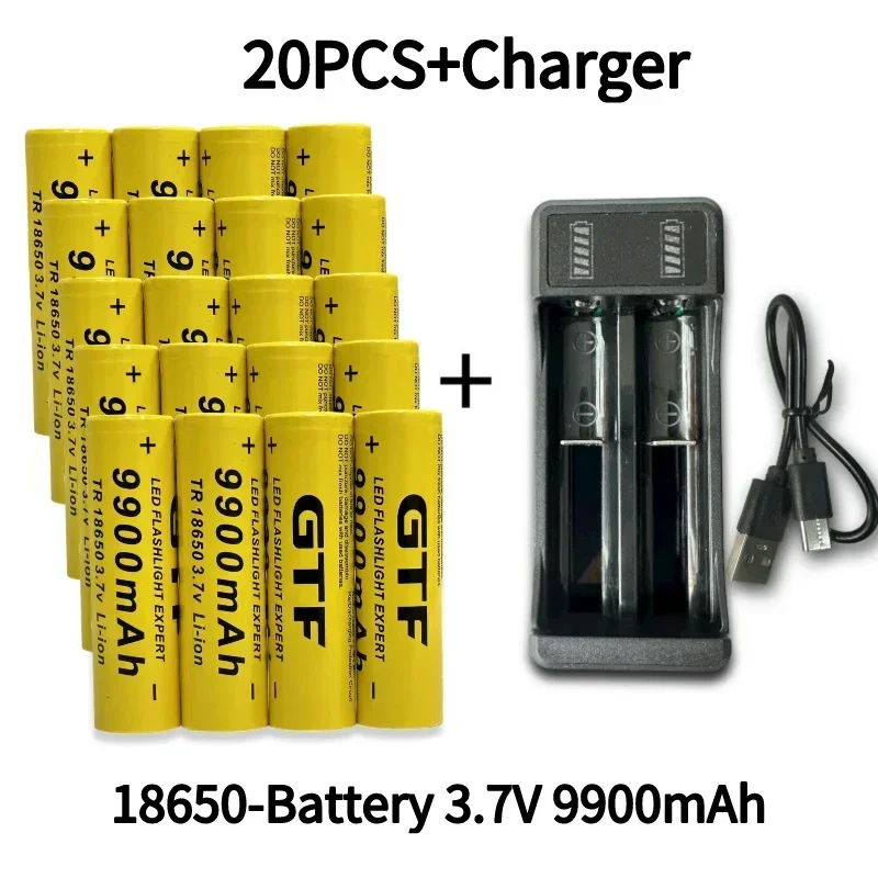 18650 rechargeable battery 2024 best-selling 3.7V9900Mah lithium-ion battery with charger for remote control of computer shavers