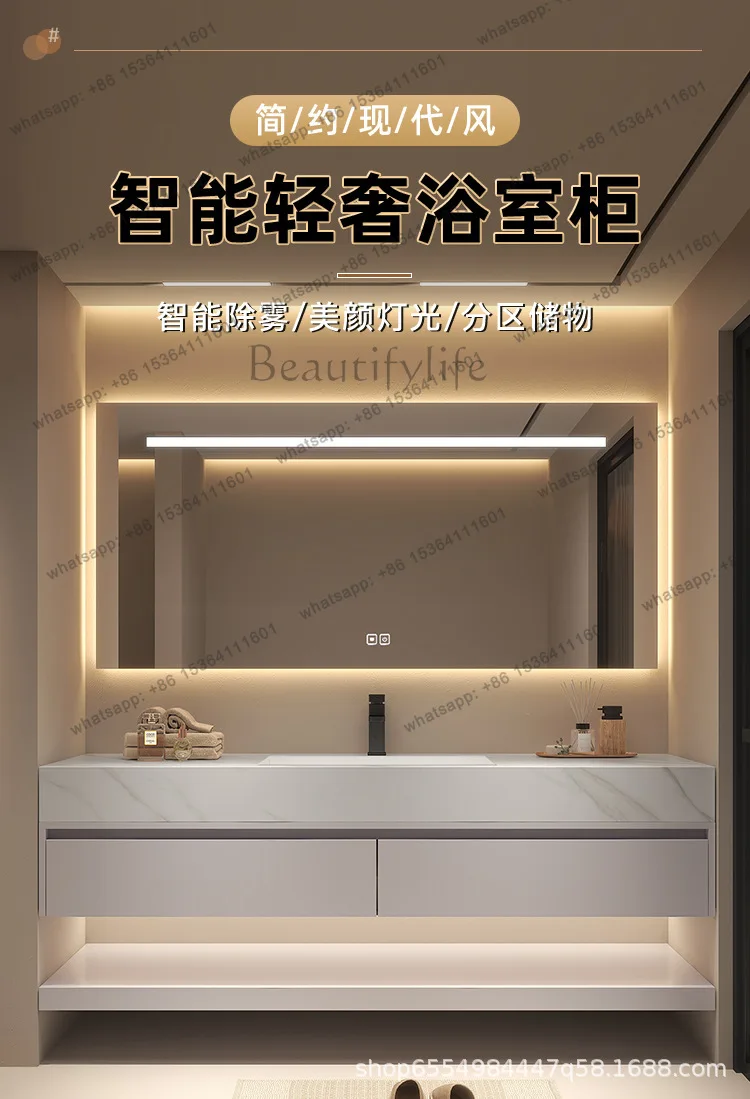 

Luxury Bathroom Cabinet Floating Cabinet Wall Mounted Bathroom Vanity Ceramic Basin and 2 Wooden Drawers Bathroom Storge Cab