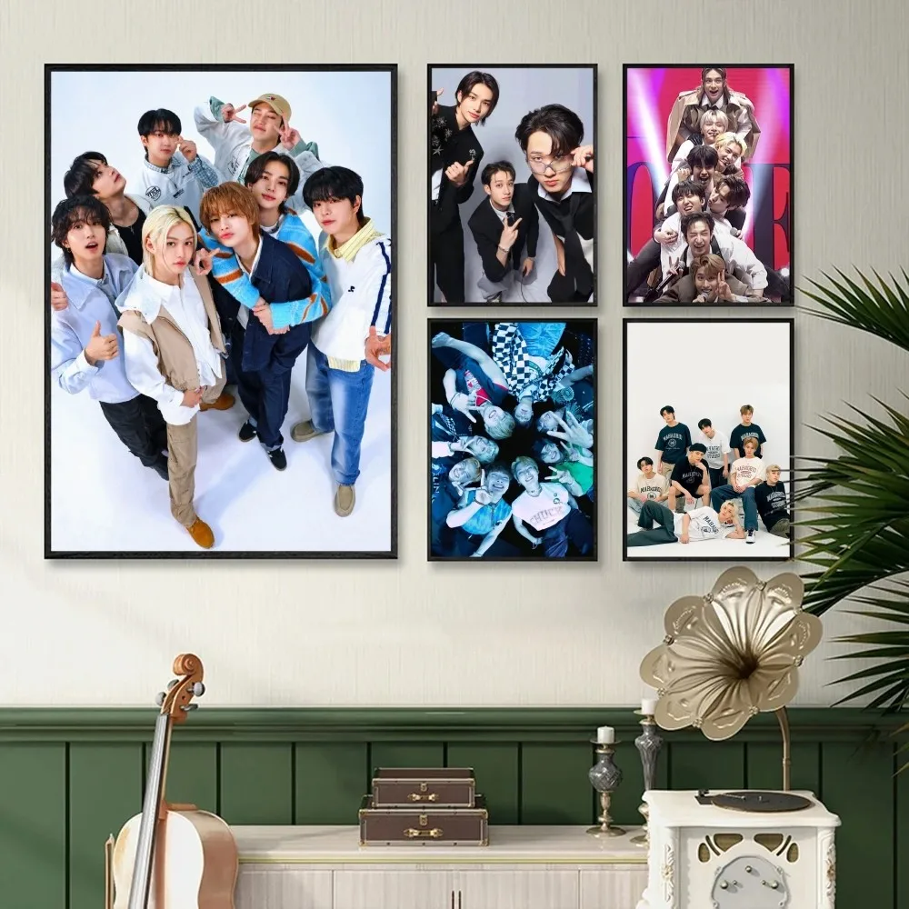 1PC KPOP S-stray Kids Poster Self-adhesive Art Waterproof Paper Sticker Coffee House Bar Room Wall Decor