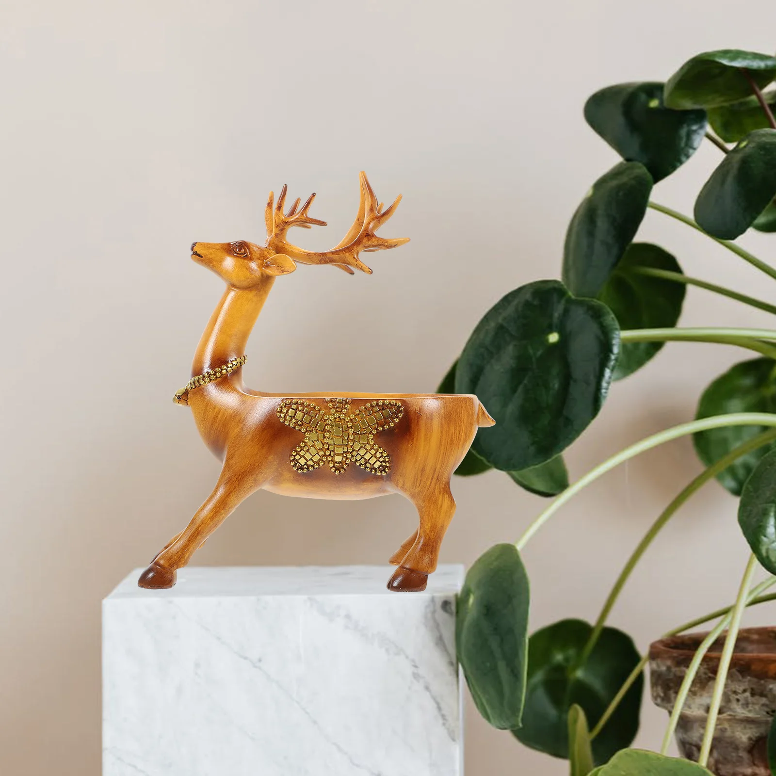 

Christmas Decorations Key Holder Ornaments Deer Statue Light Brown Decorative Figure Resin