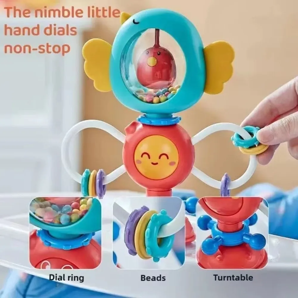 Base à ventouse, conception rotative, caractéristiques sensorielles, chaise haute, jouets, hochet, son rotatif