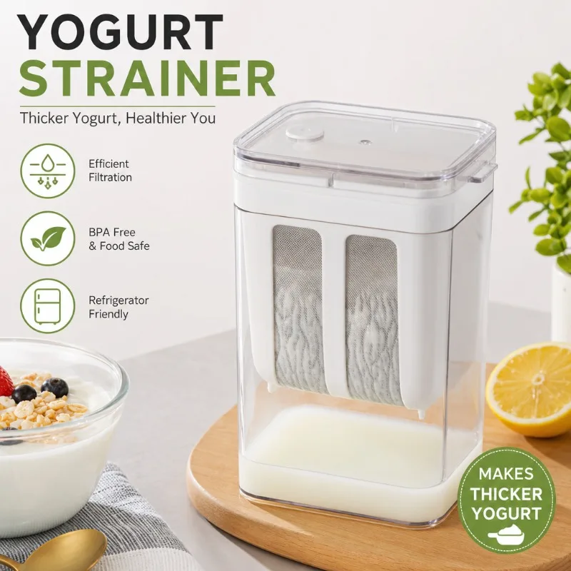 Greek Yogurt Strainer Maker Whey Separator Efficient Filtration Tool for Home Kitchen DIY Thicker Healthy Breakfast Dessert