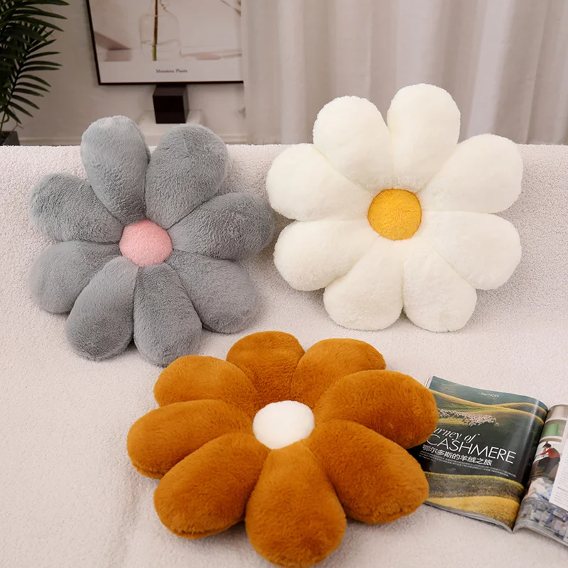 New Furry Flower Plush Throw Pillow Soft Stuffed Cotton Cushion Living Bedroom Home Chair Sofa Decorative Birthday Gifts