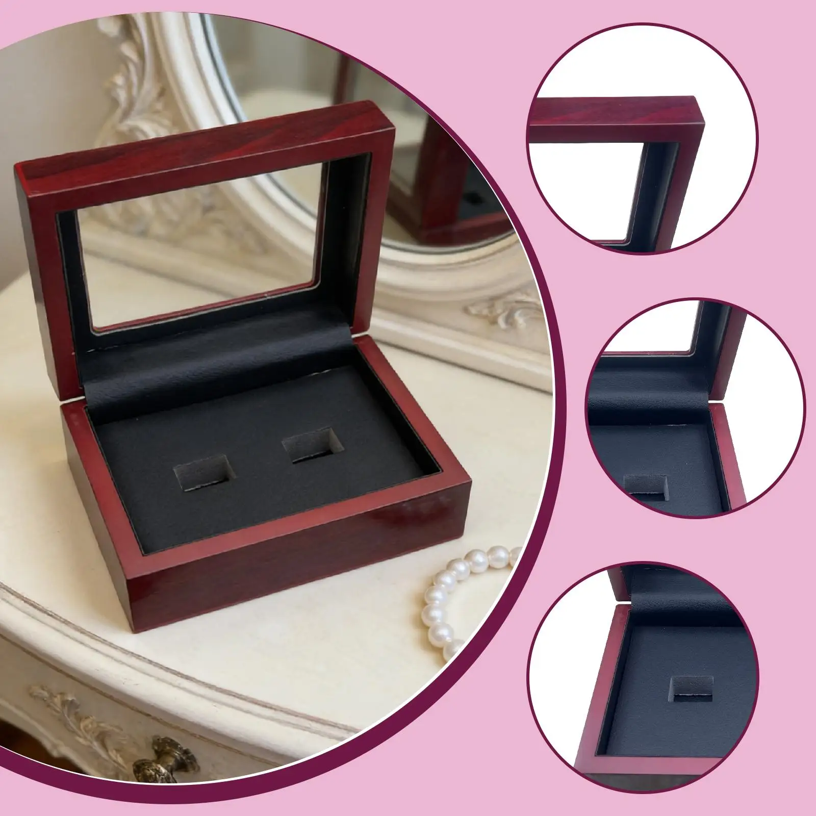 

Ring Display Wooden Box Organizer for Championship Rings Jewelry Storage Box Versatile Showcase for Sports Collections