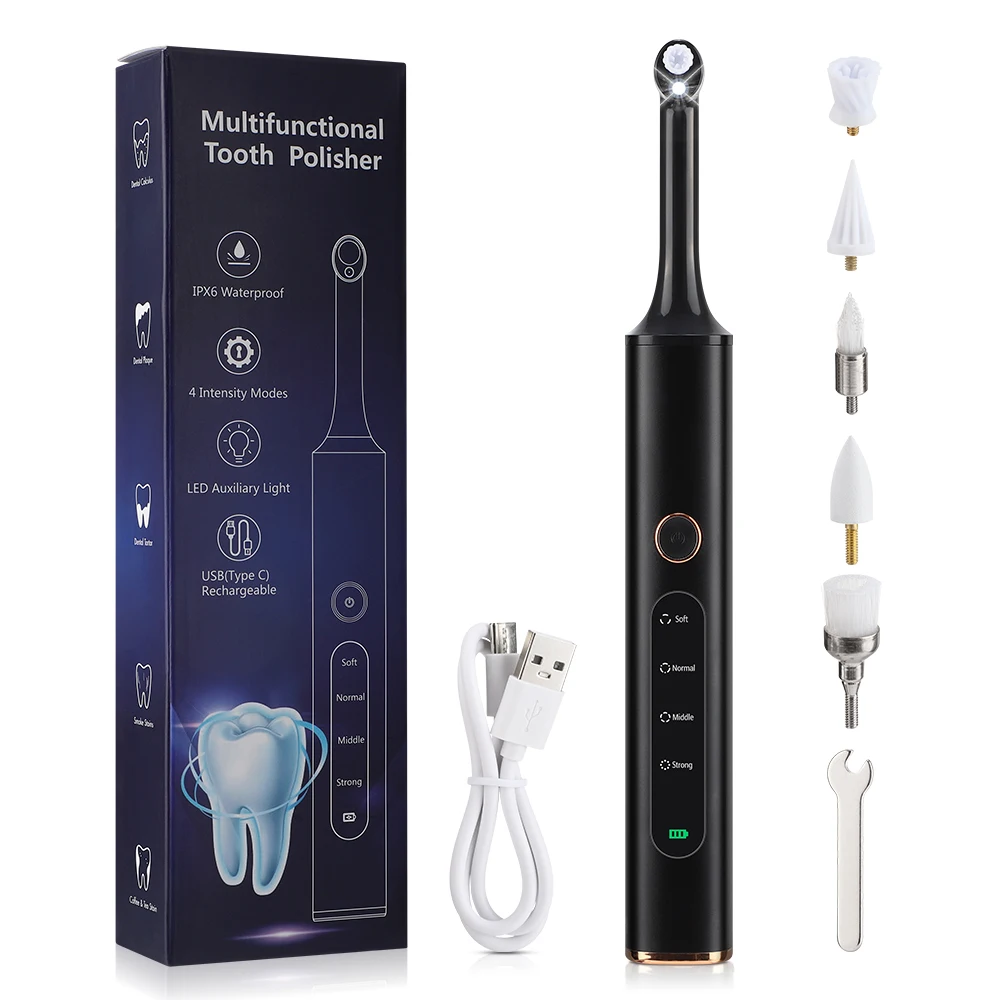 Pulidor de dientes eléctrico, removedor de sarro Dental, 4 modos, limpieza de manchas de placa, herramienta de blanqueamiento Dental, eliminación de cálculo