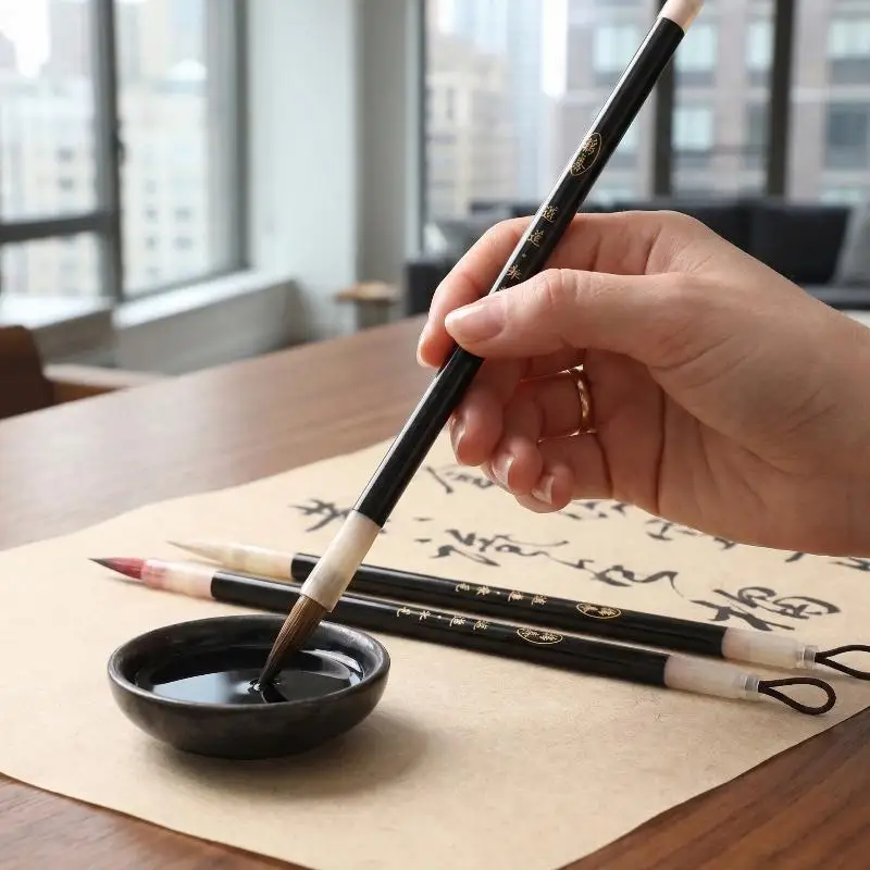 Pinceau de calligraphie traditionnel chinois pour lignes fines, stylo-pinceau d'art, pinceau de peinture à l'huile, pinceau pour écriture de manuscrits