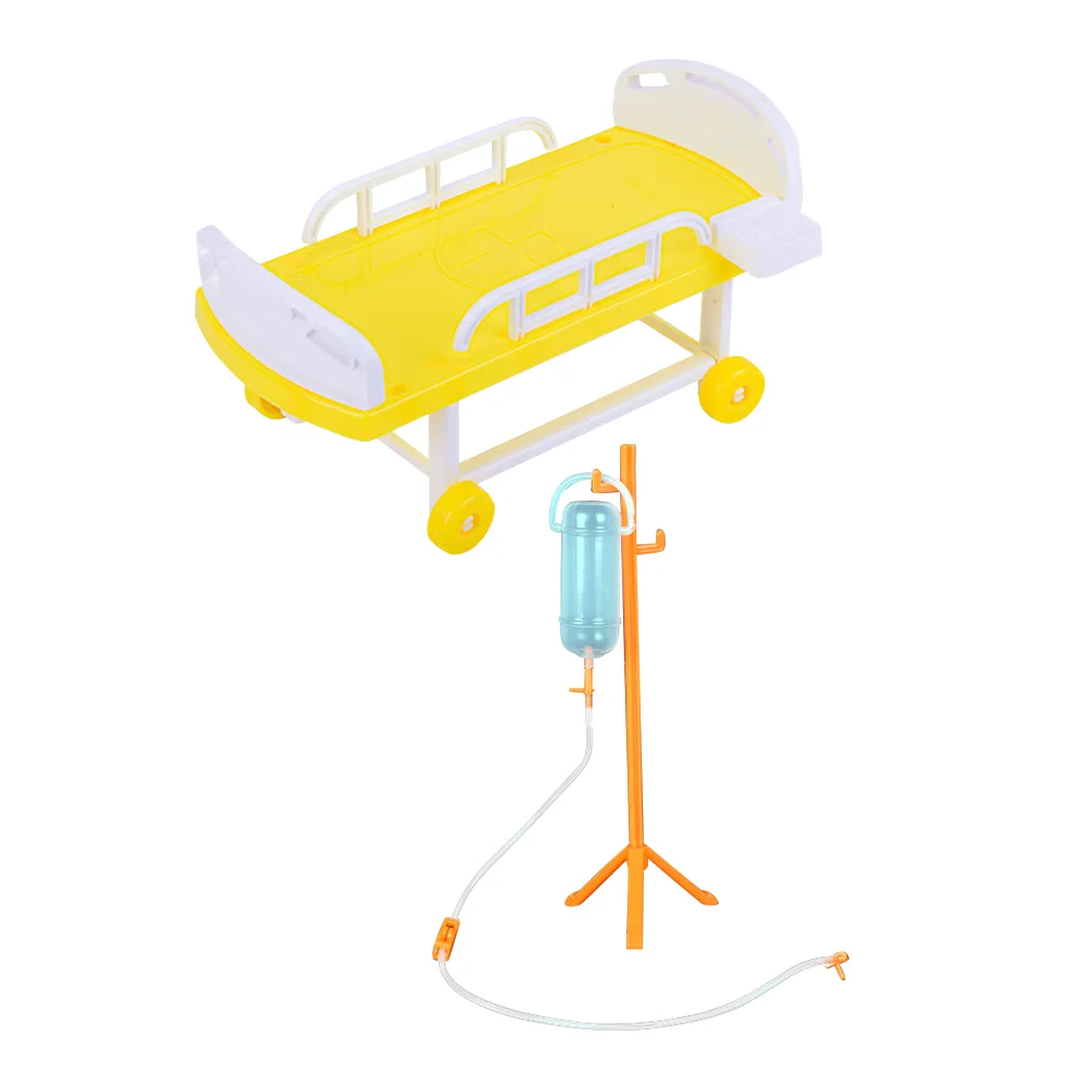 Cama médica simulada, juguete de simulación de cama enferma, Mini juguetes infantiles de Hospital de imitación, decoración del hogar y botella de infusión