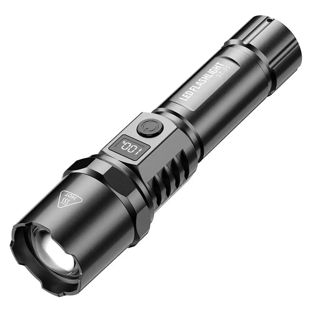 Linterna potente con pantalla Digital Powet, linterna telescópica con Zoom portátil, linterna de emergencia impermeable para exteriores U4j3