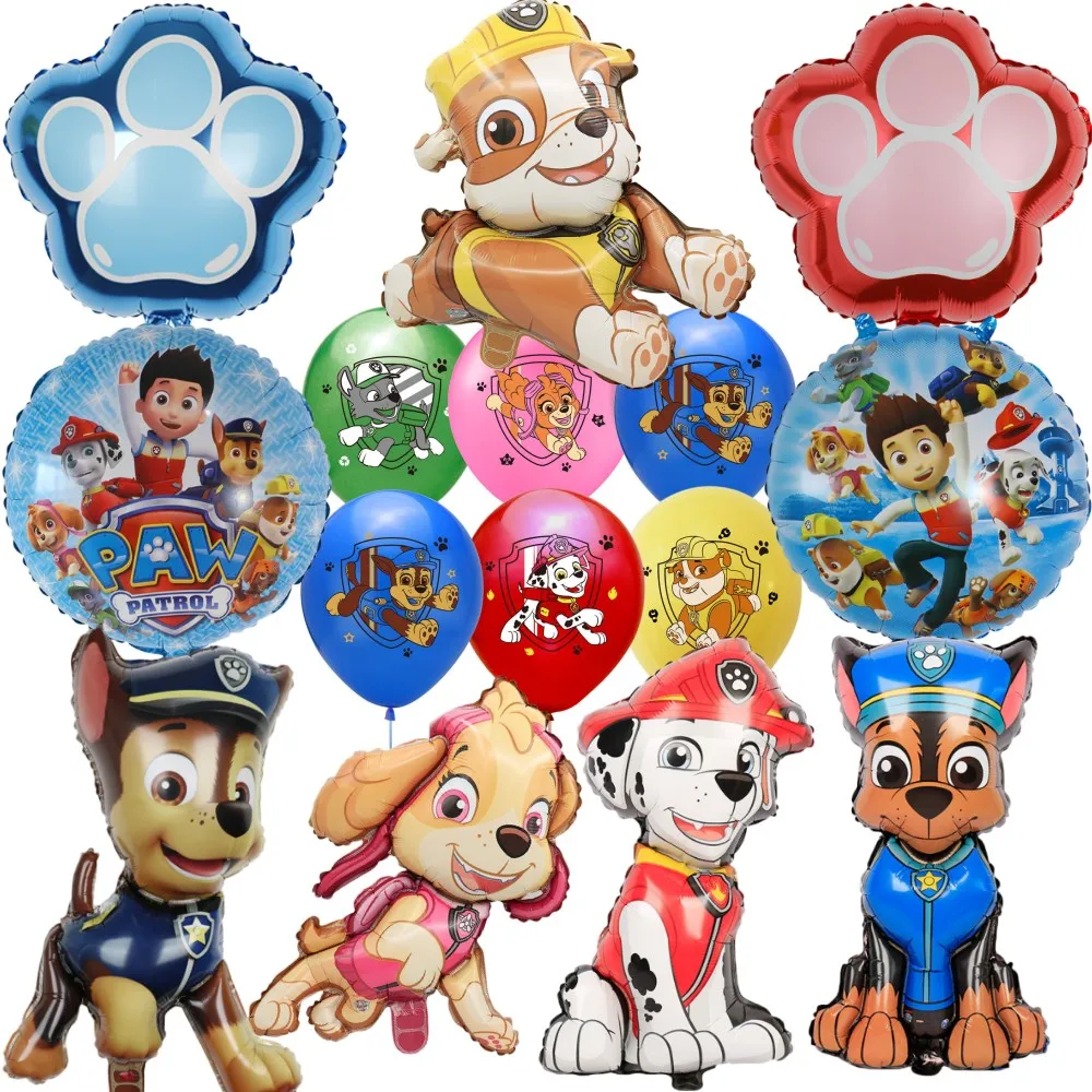 Decoración de la patrulla canina para fiesta de cumpleaños, vajilla para niños, plato de papel, taza, servilletas, telón de fondo, fiesta de Baby Shower, globos, juguetes, suministros