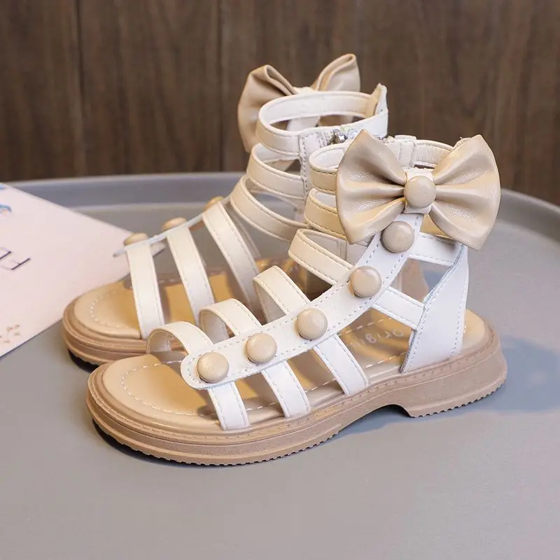 2026 Summer New Fashion Girls Roman Sandals Princess Style Short Boots with Double Zipper