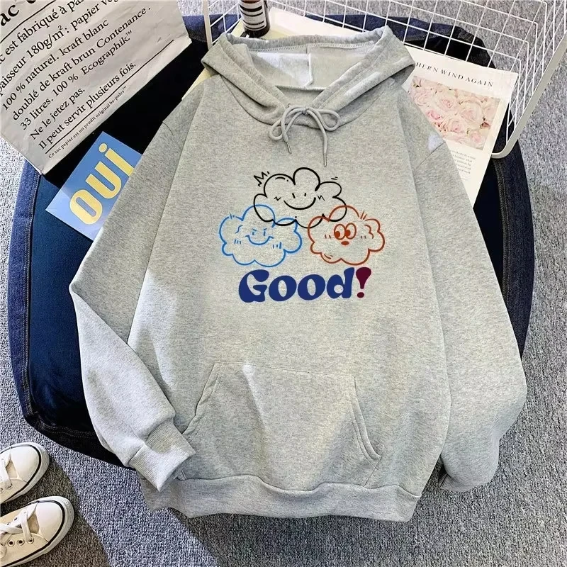 

Cartoon Cloud Print Hoodie Sweatshirt Women's Autumn Winter New Style Lazy Style Top Women Clothes Hoodies Women