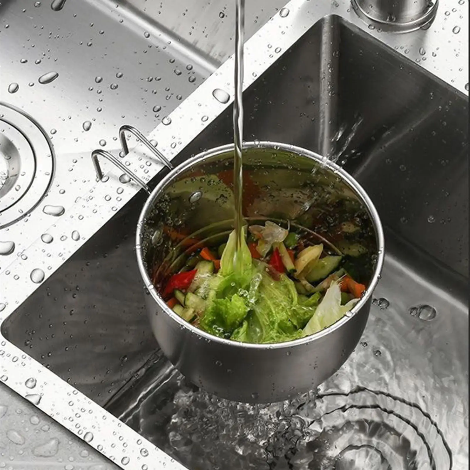 Vegetable Colander For Filter Kitchen Waste Stainless Steel Sink Drain Strainer Basket Multifunction Kitchen Food Catcher Rack