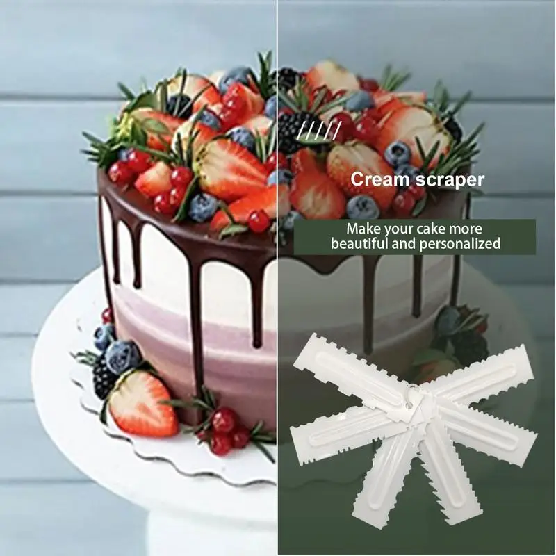 Cake Scraper Smoother With Side Patterned Edge Decorating Comb Scraper 6pcs Cake Smoothers Set For Mousse Cream Cake pasteries