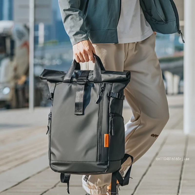 New Fashion Men's Backpack Solid Color Versatile Large Capacity Waterproof Backpack Business Travel Neutral Storage Backpack