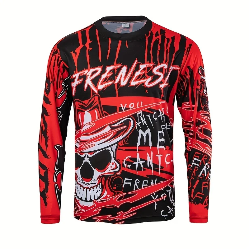 

Fashion Riding Sports Men's Long Sleeve T-shirt Motorcycle Top Breathable Quick Drying Tee Off-road Loose Pullovers Men Clothing