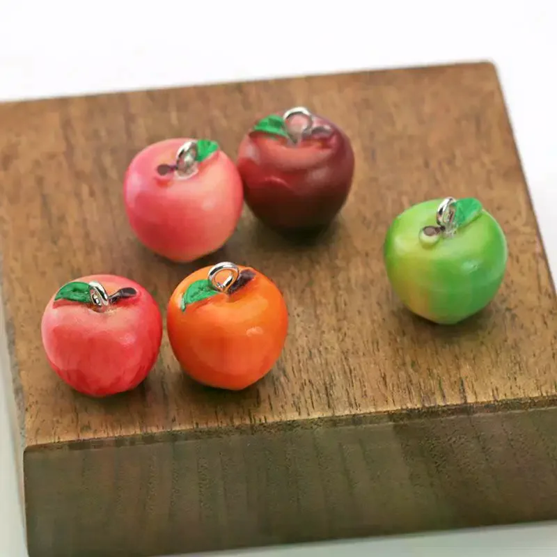 Simulated Fruit Pendants 3D Resin Peach Pear Charms: 2Pcs Handmade Jewelry Earring Keychain DIY Findings Materials