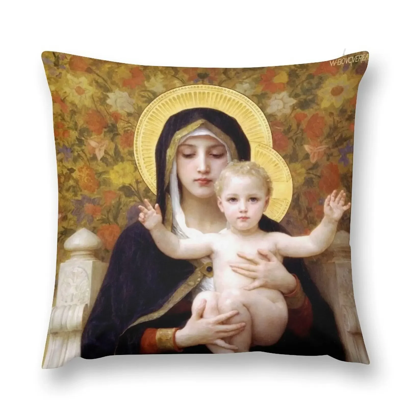 

Our Lady: Virgin of the Lilies, Bouguereau Throw Pillow pillow pillowcase Luxury Cushion Cover luxury throw pillow covers